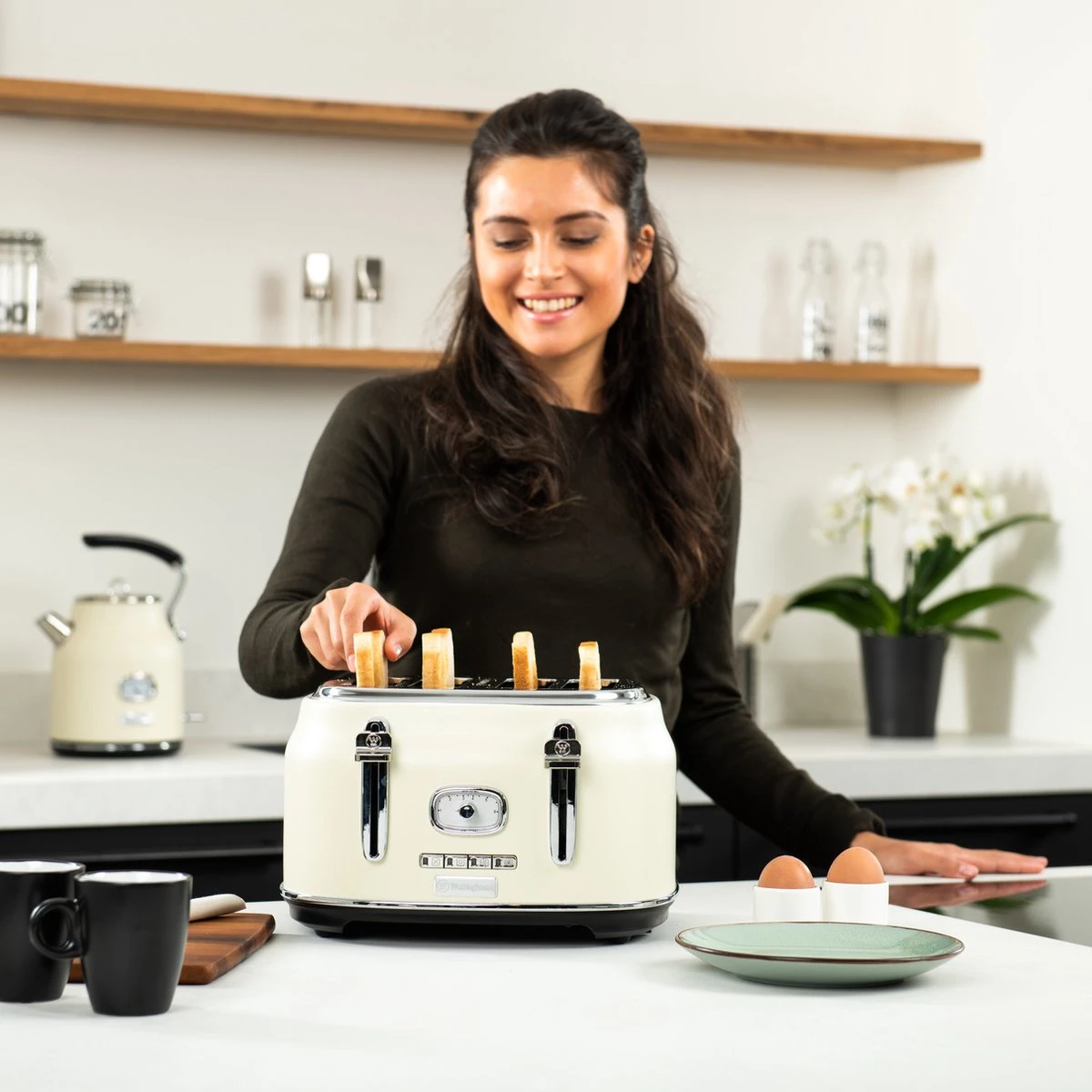 Westinghouse Retro Waterkoker + Broodrooster 4 Sleuven + Blender - Wit 10 Westinghouse Retro Waterkoker + Broodrooster 4 Sleuven + Blender - Wit - Afbeelding 10