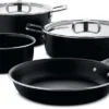 Alessi Pannenset Pots&Pans - AJM100S6 A - Zwart - 4 Delige Set - Door Jasper Morrison