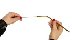 Sareva Herbruikbare Rietjes - Met Borstel - Goud - Gebogen - 4 Stuks 8 Sareva Herbruikbare Rietjes - Met Borstel - Goud - Gebogen - 4 Stuks -Le Creuset Winkel product hand 4 scaled